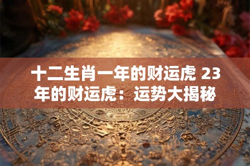 十二生肖一年的财运虎 23年的财运虎：运势大揭秘