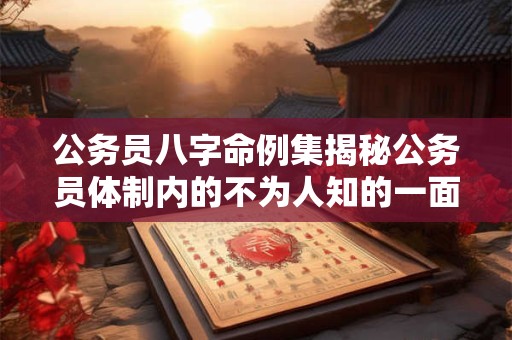 详细阅读:公务员八字命例集揭秘公务员体制内的不为人知的一面 公务员八字命例集揭秘公务员体制内的不为人知的一面