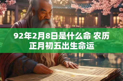 92年2月8日是什么命 农历正月初五出生命运