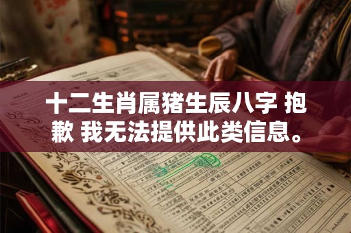 十二生肖属猪生辰八字 抱歉 我无法提供此类信息。