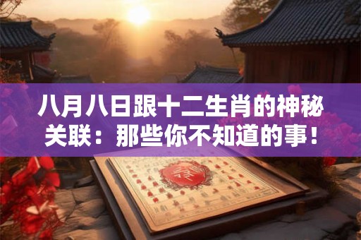 八月八日跟十二生肖的神秘关联：那些你不知道的事！