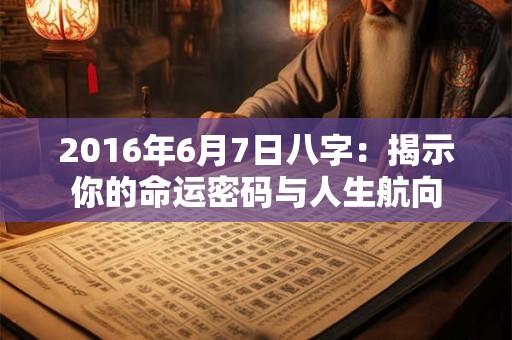 2016年6月7日八字：揭示你的命运密码与人生航向