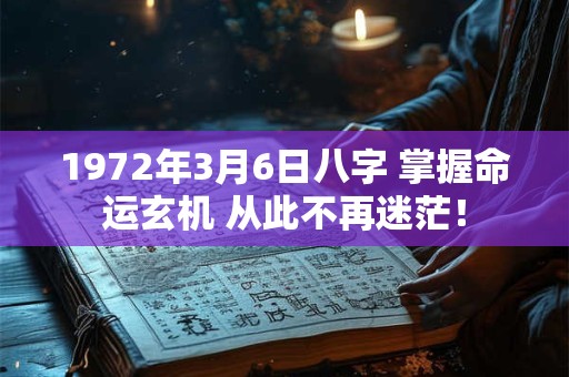 1972年3月6日八字 掌握命运玄机 从此不再迷茫！