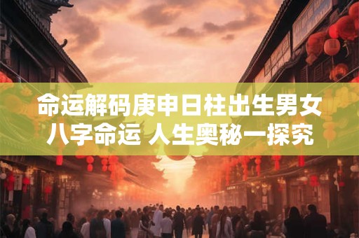 命运解码庚申日柱出生男女八字命运 人生奥秘一探究竟！