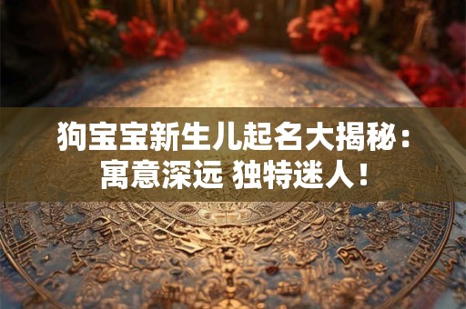 狗宝宝新生儿起名大揭秘：寓意深远 独特迷人！