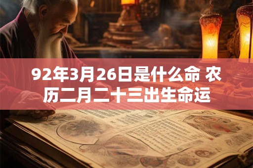 92年3月26日是什么命 农历二月二十三出生命运