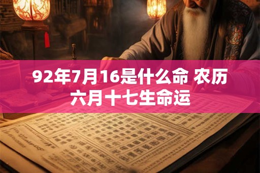 92年7月16是什么命 农历六月十七生命运