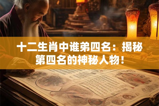 十二生肖中谁弟四名：揭秘第四名的神秘人物！