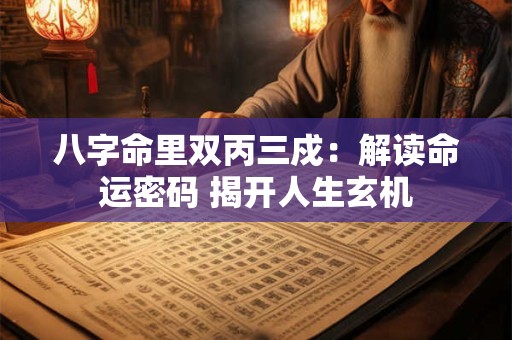八字命里双丙三戍：解读命运密码 揭开人生玄机