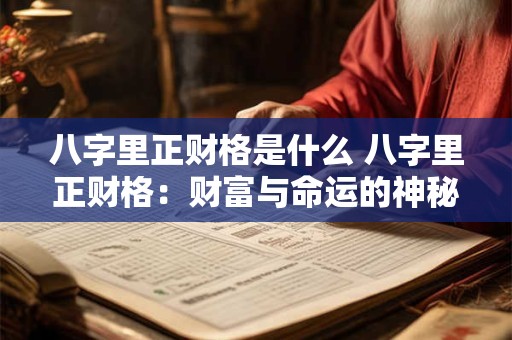 八字里正财格是什么 八字里正财格：财富与命运的神秘交织