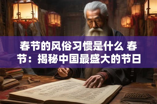 春节的风俗习惯是什么 春节：揭秘中国最盛大的节日风俗习惯