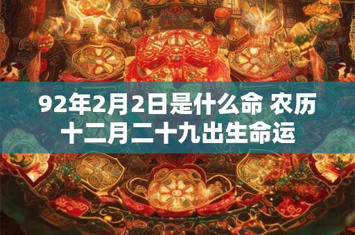 92年2月2日是什么命 农历十二月二十九出生命运