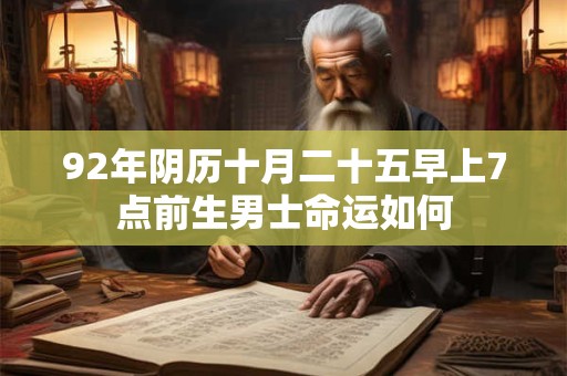 92年阴历十月二十五早上7点前生男士命运如何