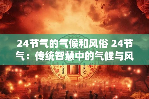 24节气的气候和风俗 24节气：传统智慧中的气候与风俗