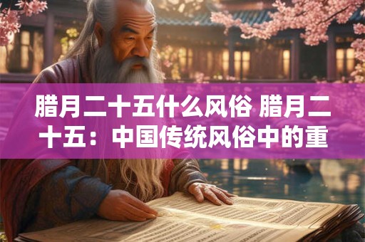 腊月二十五什么风俗 腊月二十五：中国传统风俗中的重要日子