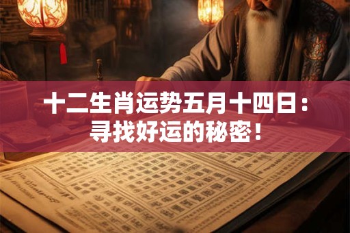 十二生肖运势五月十四日：寻找好运的秘密！