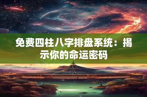 免费四柱八字排盘系统：揭示你的命运密码