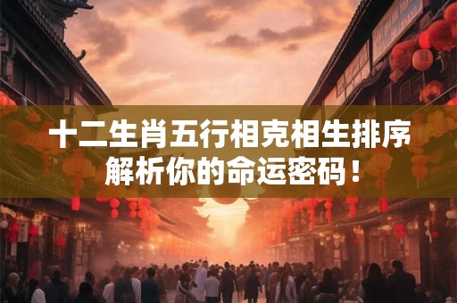 十二生肖五行相克相生排序 解析你的命运密码！