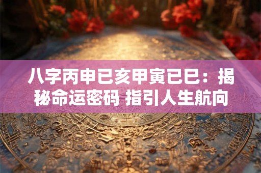 八字丙申已亥甲寅已巳：揭秘命运密码 指引人生航向