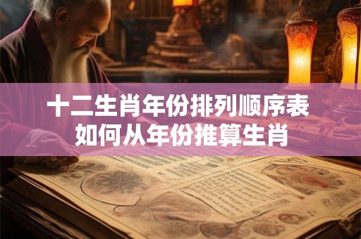 十二生肖年份排列顺序表 如何从年份推算生肖