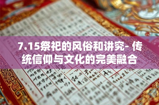 7.15祭祀的风俗和讲究- 传统信仰与文化的完美融合