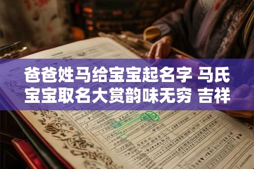 爸爸姓马给宝宝起名字 马氏宝宝取名大赏韵味无穷 吉祥如意