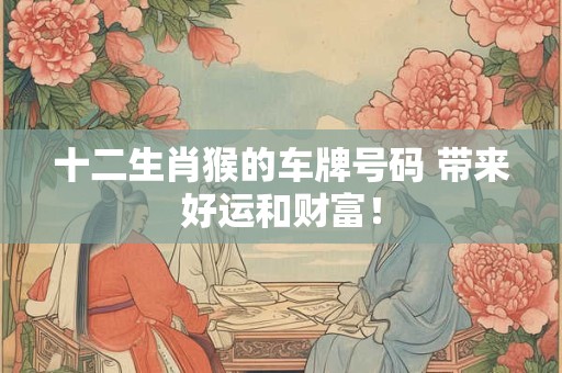 十二生肖猴的车牌号码 带来好运和财富！