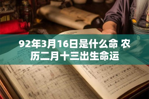 详细阅读:92年3月16日是什么命 农历二月十三出生命运 92年3月16日是什么命 农历二月十三出生命运