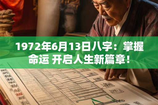 1972年6月13日八字：掌握命运 开启人生新篇章！