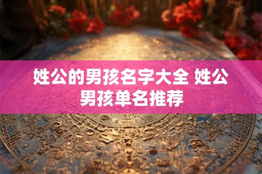 姓公的男孩名字大全 姓公男孩单名推荐