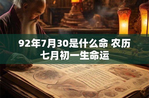 92年7月30是什么命 农历七月初一生命运