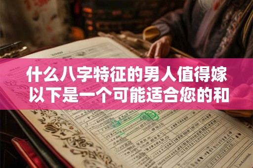 详细阅读:什么八字特征的男人值得嫁 以下是一个可能适合您的和 什么八字特征的男人值得嫁 以下是一个可能适合您的和