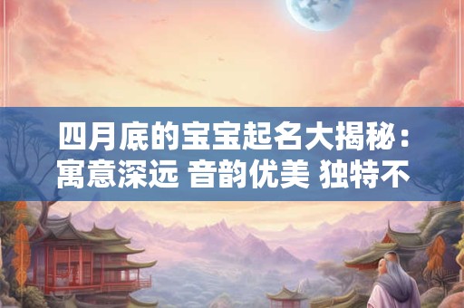 四月底的宝宝起名大揭秘：寓意深远 音韵优美 独特不凡！