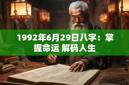 1992年6月29日八字：掌握命运 解码人生
