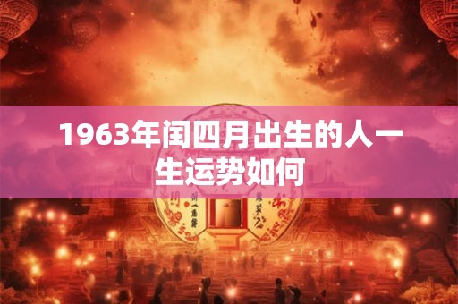 1963年闰四月出生的人一生运势如何