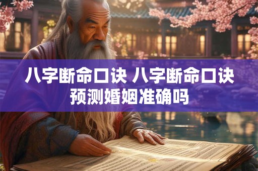 八字断命口诀 八字断命口诀预测婚姻准确吗