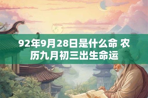 92年9月28日是什么命 农历九月初三出生命运