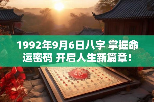 1992年9月6日八字 掌握命运密码 开启人生新篇章！