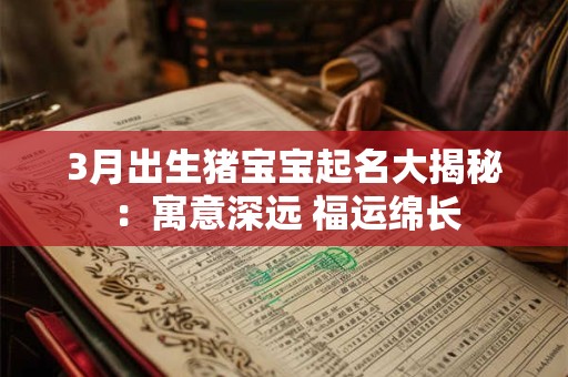 3月出生猪宝宝起名大揭秘：寓意深远 福运绵长
