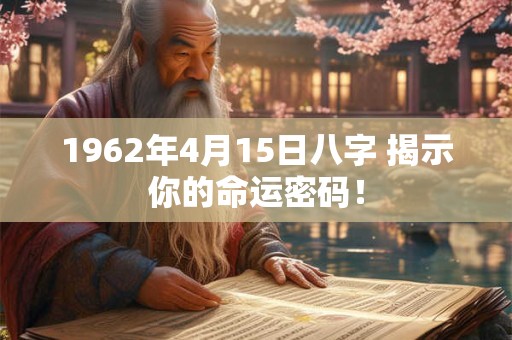 1962年4月15日八字 揭示你的命运密码！