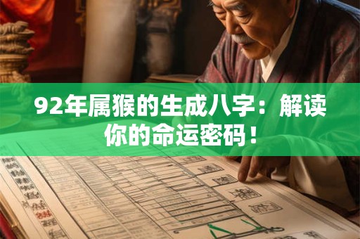 92年属猴的生成八字：解读你的命运密码！