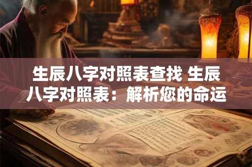 生辰八字对照表查找 生辰八字对照表：解析您的命运密码