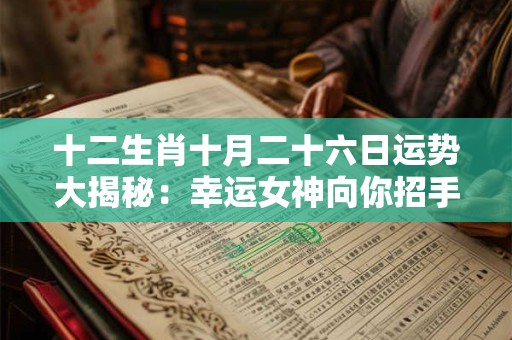 十二生肖十月二十六日运势大揭秘：幸运女神向你招手！