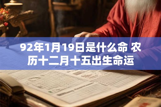 92年1月19日是什么命 农历十二月十五出生命运