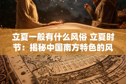 立夏一般有什么风俗 立夏时节：揭秘中国南方特色的风俗传统