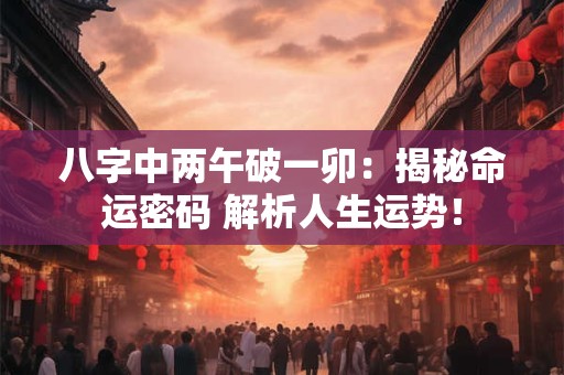 八字中两午破一卯：揭秘命运密码 解析人生运势！