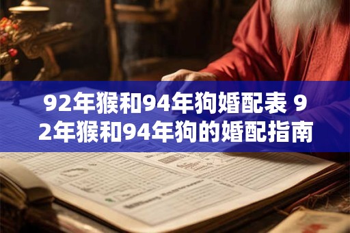 92年猴和94年狗婚配表 92年猴和94年狗的婚配指南