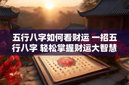 详细阅读:五行八字如何看财运 一招五行八字 轻松掌握财运大智慧! 五行八字如何看财运 一招五行八字 轻松掌握财运大智慧!