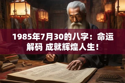 1985年7月30的八字：命运解码 成就辉煌人生！