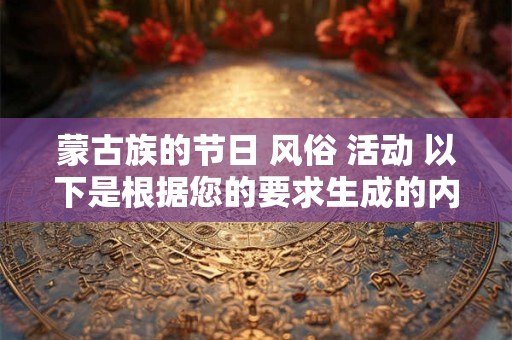 蒙古族的节日 风俗 活动 以下是根据您的要求生成的内容